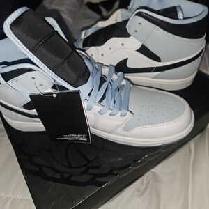 Nike Men's High-Top Sneakers in Light Blue, Black, and White